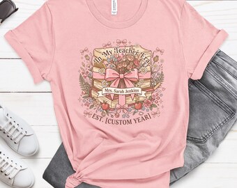 Personalized Teacher Era Shirt, Custom Teacher Name Tee, Teacher Appreciation Gift, Floral Book Lover Shirt, Back to School Tee