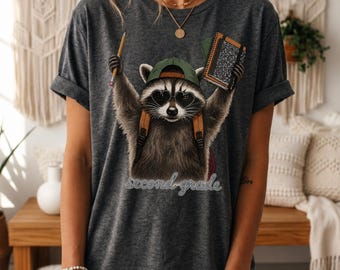 Second Grade Raccoon Shirt, Back to School Second Grade Tee,Cute School Raccoon Shirt, Second Grade Student Gift, First Day of School Outfit