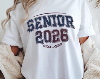Senior 2026 Shirt, Class of 2026 Graduation Tee, Vintage College Varsity Graphic T-Shirt, High School Senior Gift, Grad Outfit
