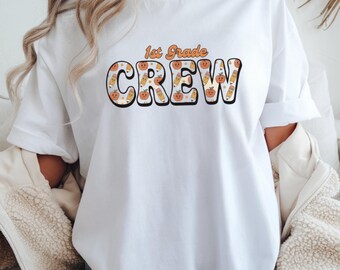 1st Grade Crew Shirt,First Grade Teacher Shirt, Back to School Shirt,First Grade Student Tee,Cute Apple Pencil Classroom Shirt