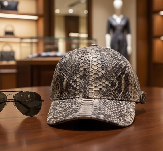 Python Snake Skin Leather Cap
