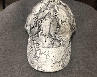 Weiße Python Leder Schlangenhaut Leder Kappe