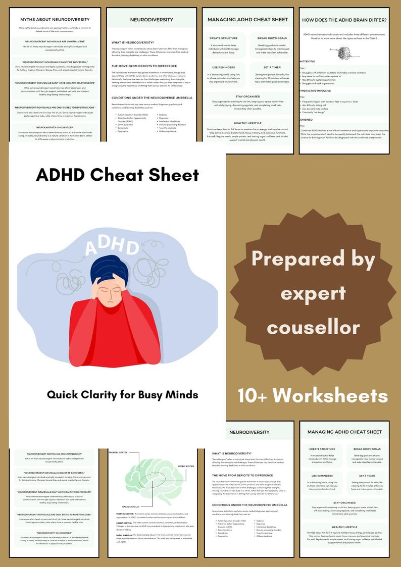 ADHD Cheat Sheet - Etsy