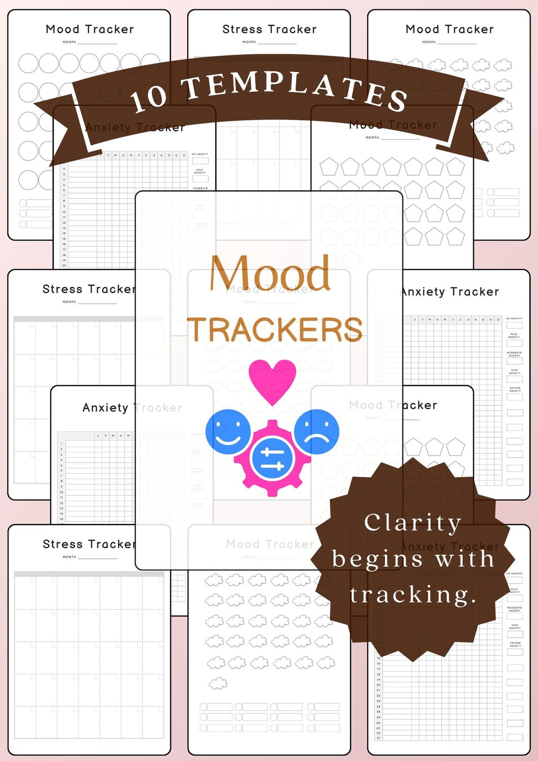Printable Mood Trackers: Daily Emotion Log for Mental Wellness (10 ...