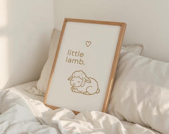 Lámina infantil cristiana "Cordero" / Arte de pared / Decoración de habitación / Arte de ovejas / Regalo para baby shower