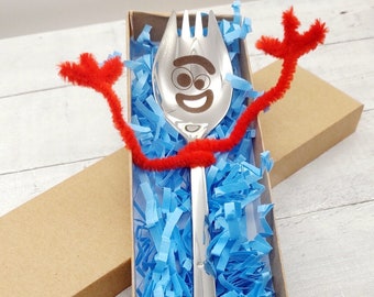 Forky REAL SPORK Stainless Steel Toy Story 4  with FREE Name Engraved Personalized I'm Trash, I Don't Belong Here Foodie Funny Spoon Fork