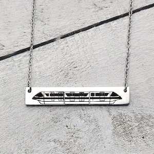 Monorail Ride Dainty necklace Stainless Steel Bar Disneyland Transportation WDW Disneyworld Monorail Jewelry Option to Personalize with name