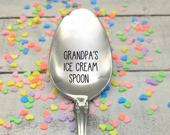 Grandpa's Ice Cream Spoon, Gift for him, Personalized Gift, Christmas Stocking Stuffer, Custom Spoon Gift Father's Day Papa Dad Gramps Pops