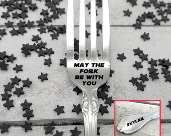 May the Fork Be With You Star Wars inspired Fork  Christmas Gift, Option to Personalize with Name, custom fork May the Force Jedi Fork