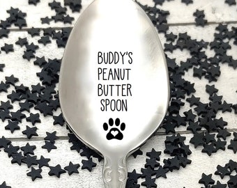 Personalized Dog's Name Peanut Butter Spoon Engraved Spoon, Funny Dog Owner Gift Birthday Dog Present Personalize Handle Christmas Gift