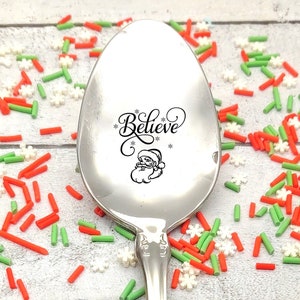 Believe Santa Personalized  Ice Cream, Cereal, Coffee Spoon, Option to Personalize with name, custom spoon gift Christmas Cocoa Santa spoon