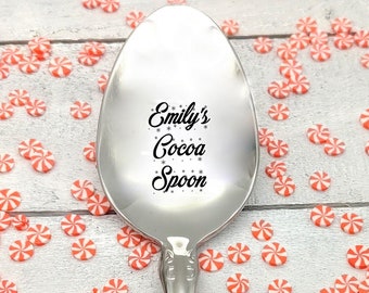 Personalized Snowflake Cocoa Spoon with Name , Christmas Hot Chocolate Custom spoon, child spoon, gift exchange, co worker