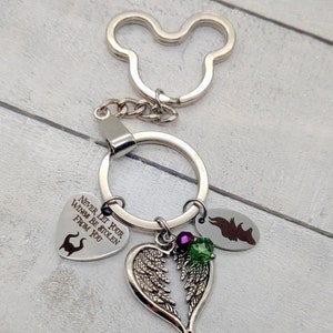 Never Let Your Wings Be Stolen From You Maleficent, Evil Queen Sleeping Beauty Aurora Mistress of Evil Disney Inspired Key Chain FOB keyring