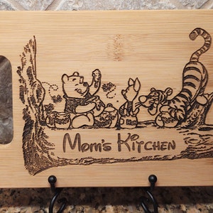 Personalized Winnie the Pooh bear, Piglet, Tigger Cheese Cutting Wood Board Kitchen Decor Engraved Art,  Disney Kitchen Gift Valentine's Day