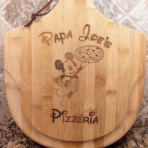 Mickey Mouse Family Name Personalized Pizzeria Peel, Engraved Wood, Housewarming, Anniversary Gifts, Pizza Lovers, Wedding Year Est. Gift
