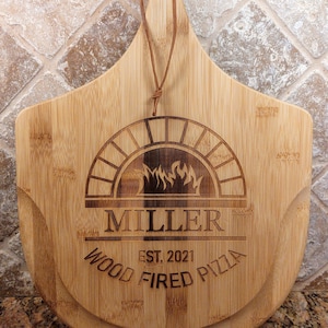 Family Name Personalized Wood Fired Pizza Peel Engraved, Housewarming, Anniversary Gifts, Pizza Lovers, Platter Tray, Wedding Year Est. Gift