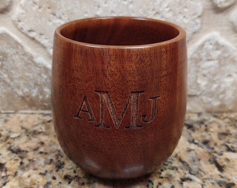 Personalized Bourbon Whiskey Shot Tumbler Wooden Wood Cup For Whiskey Lover Best Man Groomsmen, Gift for Dad / Custom Glass Father's Day