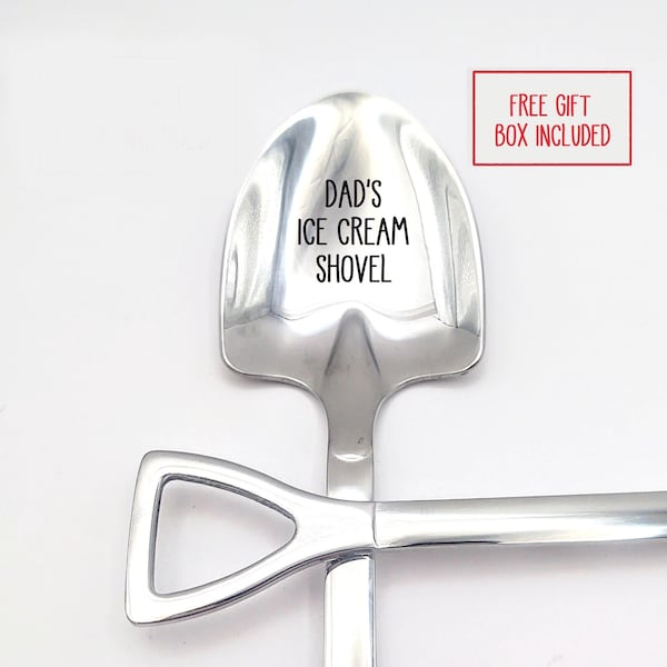 LARGE Personalized Dad's Ice Cream Shovel Spoon Birthday Father's Day Christmas Stocking Stuffer Custom Name Mom Grandpa Funny gift Dad 7.5"