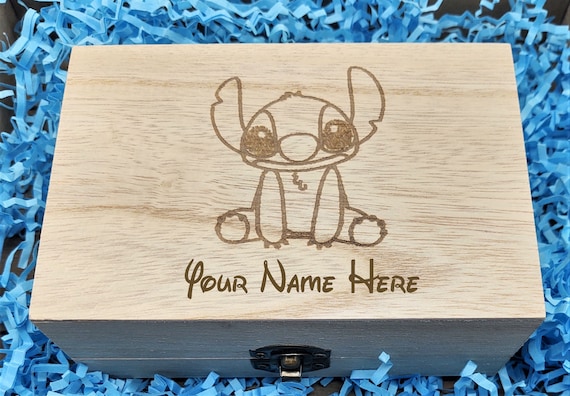 SMALL Jewelry Box Lilo & Stitch Ohana Movie Inspired Personalized Name Wood  for Bracelets Necklaces Rings Custom Name Engraved Gift Exchange