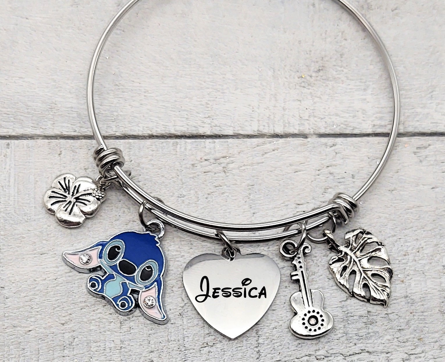 Personalized Stitch, Ohana, Lilo and Stitch, Bracelet DISNEY Inspired,  Custom Name Charm Bracelet, 626 Gift Engraved Name Jewelry