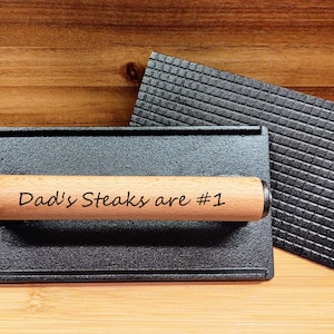 Personalized Custom Name, Cast Iron Burger Bacon Steak Weight Engraved Meat Press Gift for BBQ, Grill Press,  Barbeque  Father&#39;s Day GIft