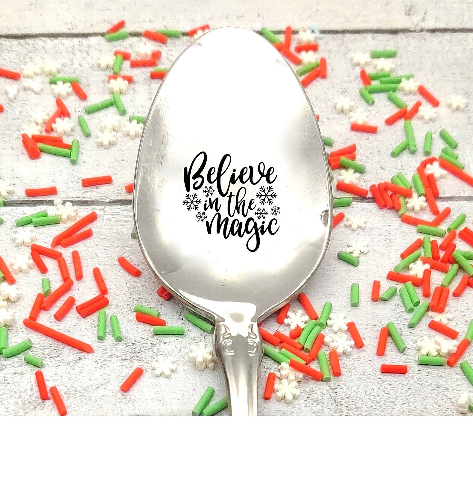 Coffee Spoon Cereal Option to Personalize with name custom spoon gift Christmas Cocoa Santa spoon Believe Santa Personalized  Ice Cream