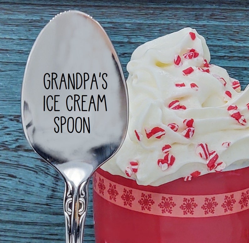 Grandpa's Ice Cream Spoon Papa Grandma Personalized Gift Etsy
