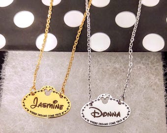Making Magic Custom Name Cast Member Tag Necklace Engraved Mickey Mouse Park Necklace Magic Maker Where Dreams Come True Cosplay Jewelry