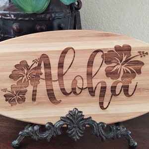 Custom Engraved Hawaiian Surfboard - Bamboo Cutting Board/Decorative Piece  - Tempe Trophy
