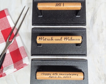 Personalized Burger Steak Press Smasher Grilling Accessories Grill Fathers Day Gift for Him Dad Chef Cooking 6 Year Tally Marks Anniversary