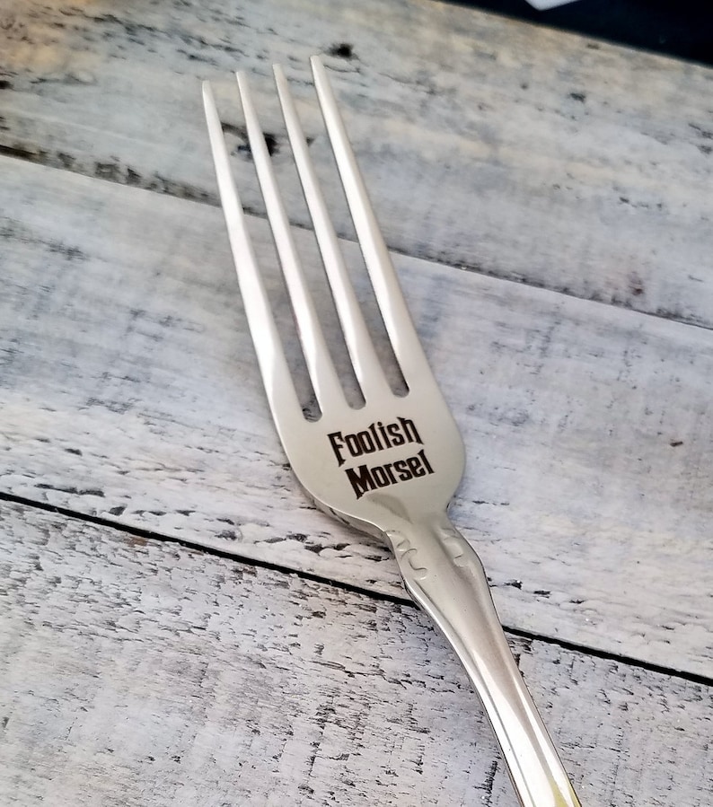 Her Foodie Gift Funny Gift Fancy or Plain styles Disney Fan gift Gifts for Him Foolish Morsel Haunted Mansion Theme Engraved Fork