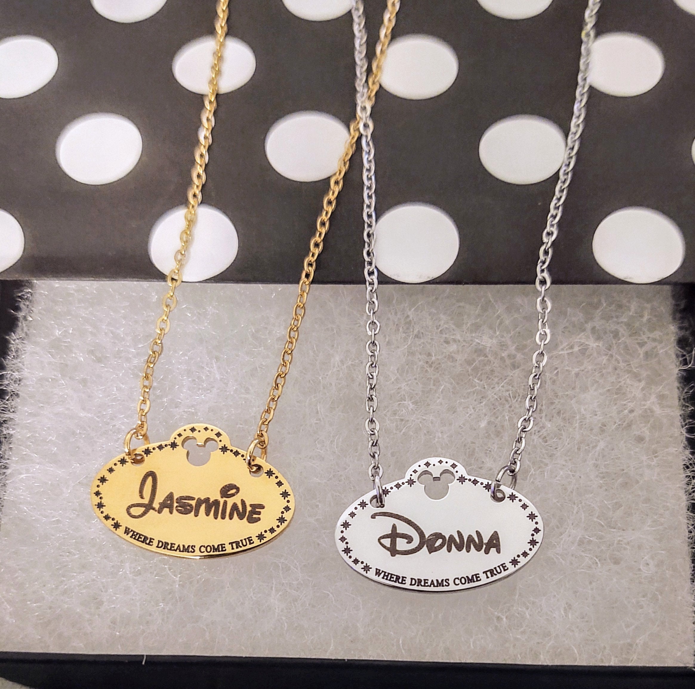 Making Magic Custom Name Cast Member Tag Necklace Engraved Mickey
