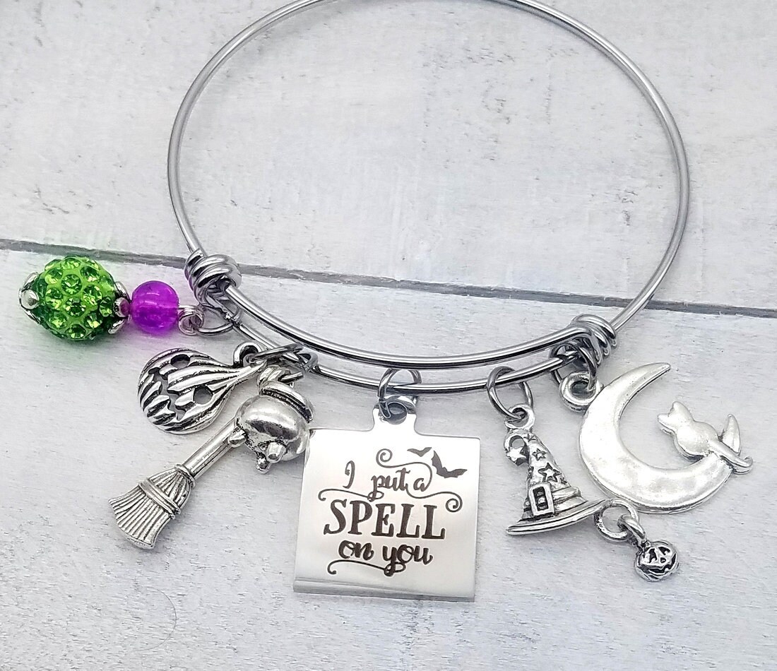 Hocus Pocus Inspired Witch Cat Halloween Movie Vintage Charm Bracelet