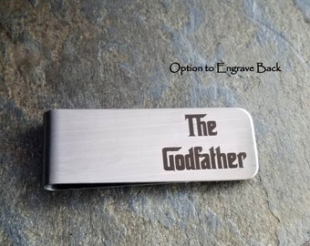 The Godfather Customized Money Clip Stainless Steel God Father Gift From Godchild New Baby Option Personalize both sides Christmas Baptism