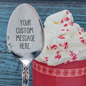 Personalized Custom Message Name Spoon, Personalized Gift, Christmas Stocking Stuffer, Coffee Tea Ice Cream For Her, Him, Child Gift, Cereal