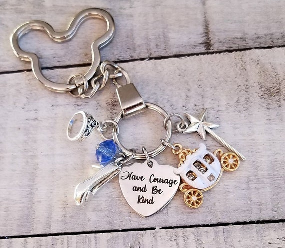 Cinderella Glass Slipper Fairytale Keychain with Pumpkin /& Magic Wand Charms