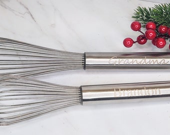 Personalized Name Custom Stainless Steel Whisk, Kitchen Whisk  10" or 12" Personalized Chef Cooking Gift, Grandma, Mother's Day Christmas