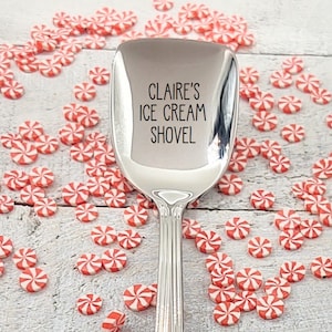 Personalized Name Ice Cream Shovel Spoon, Birthday, Christmas, Gag gift, Foodie Funny gift 6&quot; Teaspoon size Stocking Stuffer Cereal