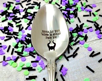 Maleficent Never Let Your Wings Be Stolen From You Ice Cream, Coffee Spoon Disney Villain Spoon Gift Option to Personalize with Name