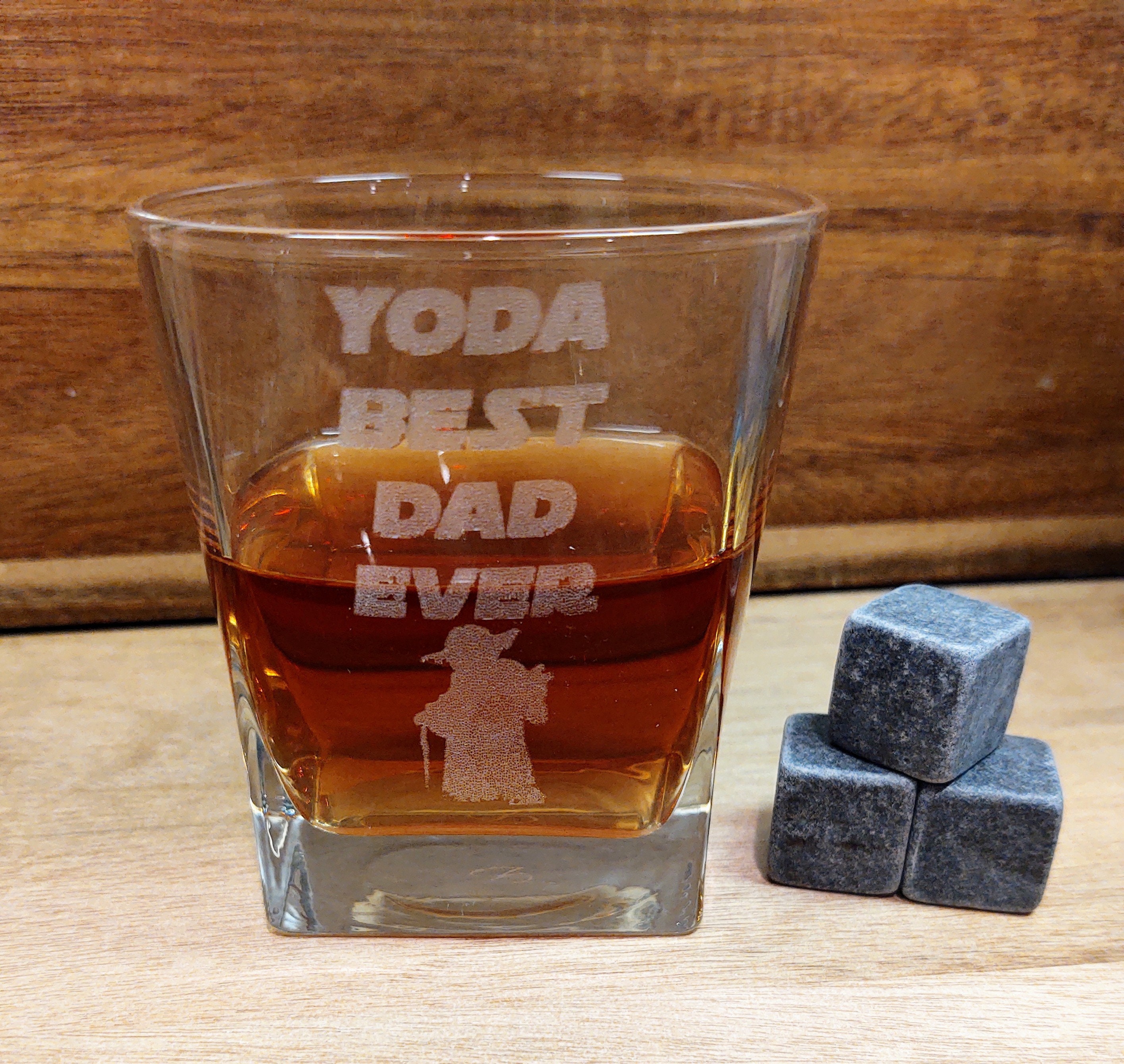 Yoda Best Dad Ever Whiskey Glass Star Wars Gift Personalized Etched Low  Ball Glass Father's Day Custom Names Engraved Grandpa Papa Daddy