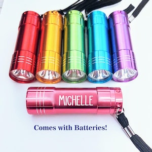 Laser Etched Flashlight Custom Name Gift Him Her Personalized Name Christmas Child Teen purse Car Mini LED Kid light School with Batteries