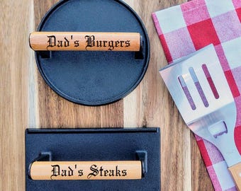 Personalized name BURGER PRESS STEAK Weight Barbeque Grilling Accessories Chef Smash Griddle Grill Gifts for Him Dad Husband Kitchen Cooking