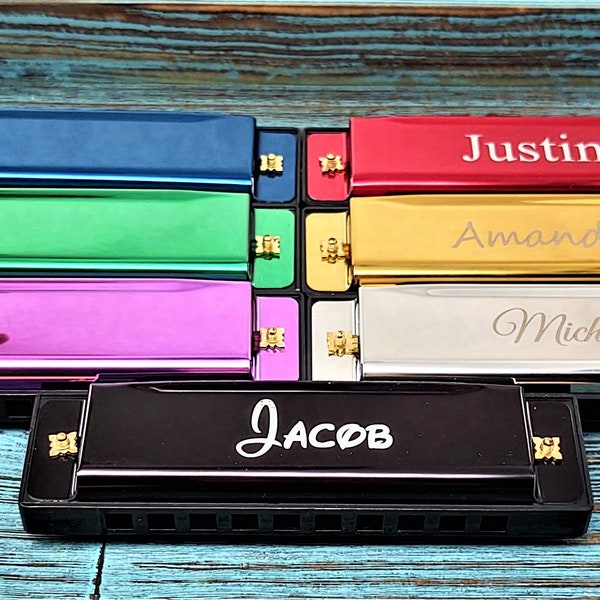 Custom Personalized Name or Message Harmonica Christmas Gift Exchange Child, Toddler, Teen Music Gift  Stocking Stuffer Funny Easter Basket
