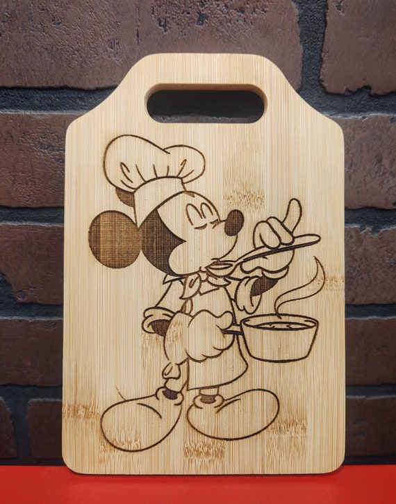 Mickey Mouse Chef Tasting Cooking Inspired Cheese Cutting Wood