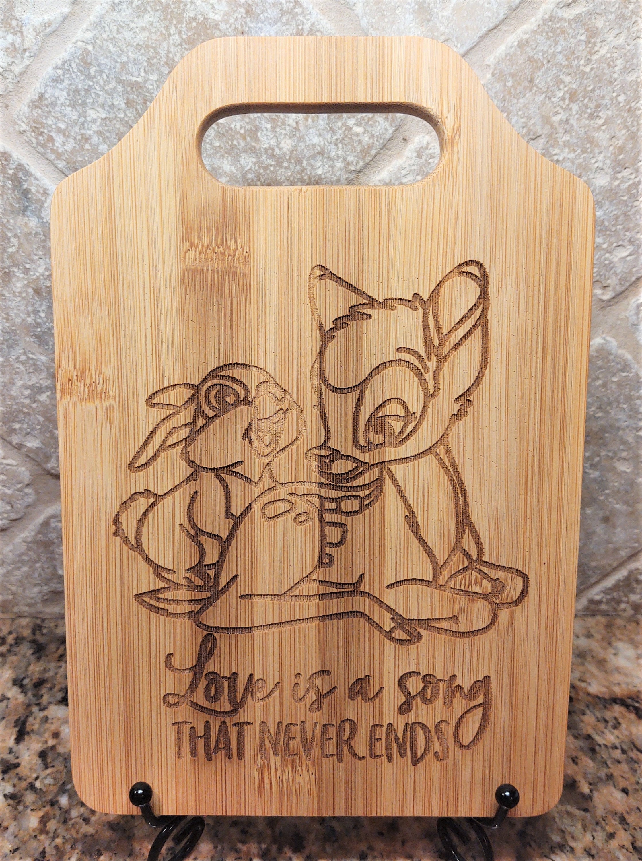 Bambi Deer Thumper Rabbit Love is A Song That Never Ends Cheese, Cutting  Wood Board Foodie Gift, Kitchen Art Decor Engraved Cooking Gift - Etsy