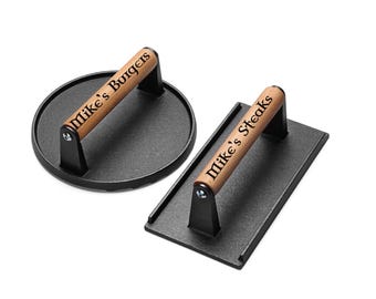 Personalized name BURGER PRESS STEAK Weight Barbeque Grilling Accessories Chef Smash Griddle Grill Gifts for Him Dad Husband Kitchen Cooking