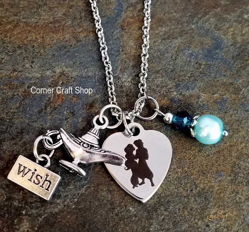 Jasmine Aladdin Magic Lamp Genie Wish Disney Inspired - Magic Of Disney Heart Pendant Necklace Jasmine Aladdin Magic Lamp Genie Wish Disney Inspired - Magic Of Disney Heart Pendant Necklace