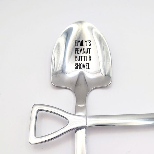 Peanut Butter Shovel Personalized Name Spoon Birthday Father's Day Christmas Stocking Stuffer Custom Gift Macaroni For her him Funny 6" 7.5"