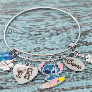 Anime Stitch Charm Bracelet Jewelry - Ohana Means Family Anime