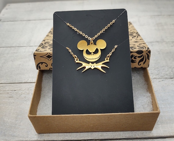 Jack Skellington Mickey Mouse Head Ears Bat Bowtie Necklace Set Nightmare  Before Christmas Necklace Layering Minimalist Jewelry